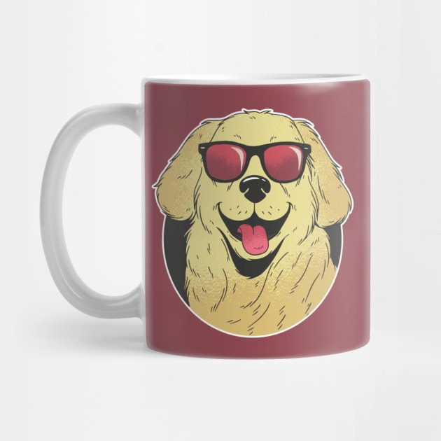 Cool, Smiling Golden Retriever with Sunglasses by SLAG_Creative